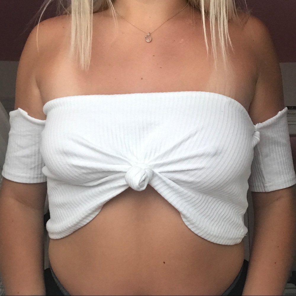 white bardot top